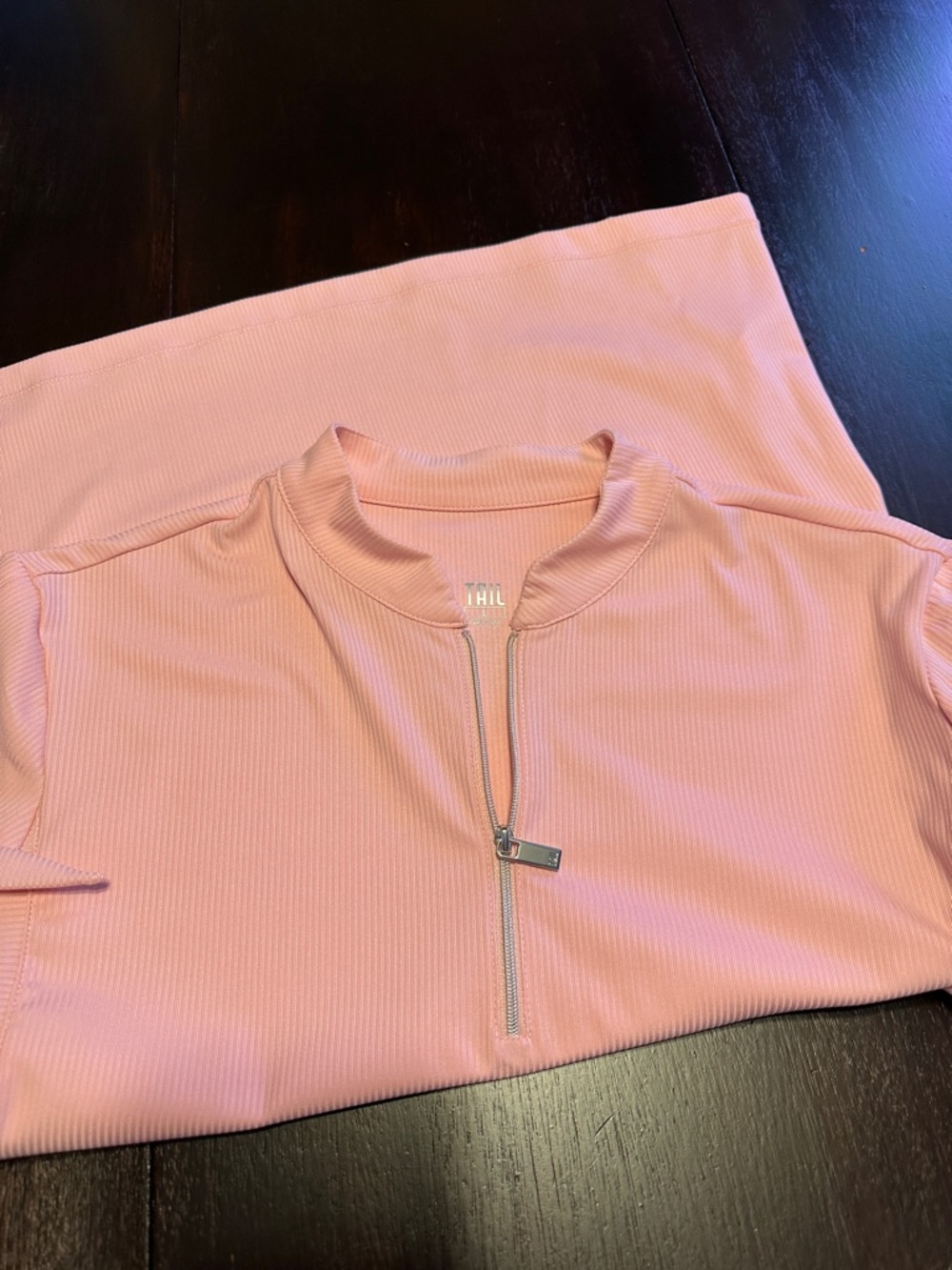 Tail Activewear Zip Golf Shirt Pink with Sleeve Ties - Picture 5 of 5